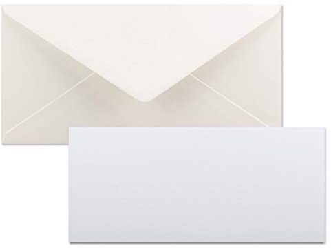 FarbenFroh by GUSTAV NEUSER 100x Stück Karte mit Umschlag Set Einzel-Karten Din Lang 9,9 x 21 cm Hochweiß mit Brief-Umschlägen DIN Lang 11 x 22 cm Naturweiß Nassklebung
