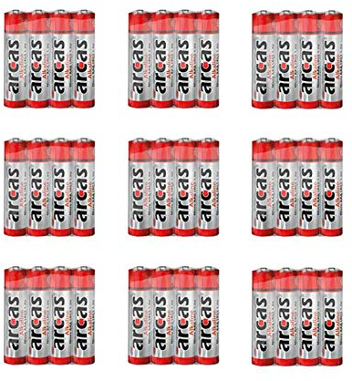 Arcas 11732403 - Pilas alcalinas AAA / LR03, 36 Unidades, Capacidad 1120 mAh, potentes baterías Desechables para Dispositivos electrónicos cotidianos para garantizar un Suministro óptimo de energía