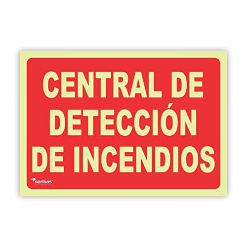 Seribas Señal Central de Deteccion de Incendios Homologada, Fotoluminiscente Clase B - Cartel PVC 0.7 mm- Tamaño A4 21x30 cm - Tinta y Material Resistente para Interior o Exterior