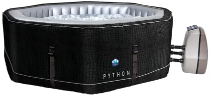 NetSPA SP-PYT155D Whirlpool, achteckig, aufblasbar, Python, 5/6 Personen, 185 x 70 cm, PVC-beschichtet, Kunstleder, Bezug mit Kroko-Effekt
