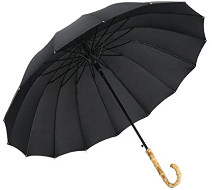 ANIIC Regenschirm Golf-Regenschirm mit Holzgriffen, automatisch öffnend, groß, winddicht, regendicht, Stockschirm für Herren und Damen(B)
