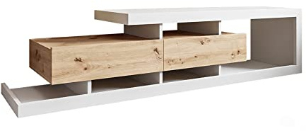 Olga - meuble TV - effet bois et blanc - 198 cm - style scandinave