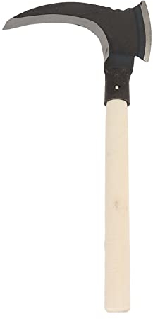 HEEPDD Falce per in Acciaio al Manganese Alto, Doppia Falce Falce per Pulizia Falce per da Giardinaggio Multiuso (Testa di Taglio Singola, Bastone di Legno)