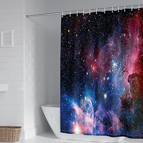 Aotiwe Duschvorhang Eckdusche, Badezimmer Vorhang Sternenklarer Himmel Pink Lila Polyester 150X200cm