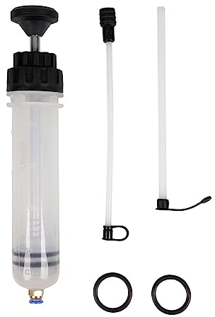 OROK - Seringue multiusage - Contenance: 200 ml - Fournie avec 2 tuyaux et 2 joints de diamètre 4 cm - Longueur tuyaux: 20.5 et 22 cm - Permet d'aspirer tous types d'huiles - Longueur: 29.5 cm