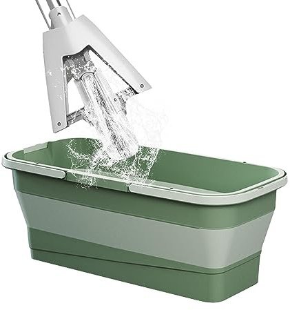 Tsuchiya Secchiello pieghevole in silicone per mocio – Secchio pieghevole portatile rettangolare per lavaggio auto per terrazza, campeggio, giardino, lavanderia, bagno