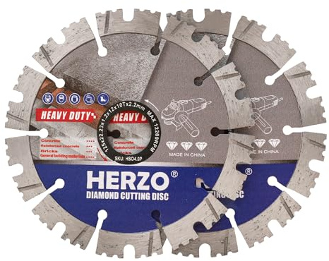HERZO 2er Set Diamant Trennscheibe Ø 125 mm x 22.23 mm， Diamantscheibe Trennscheibe Segmentiert, für Beton,Stein, Marmor, Granit, Backstein