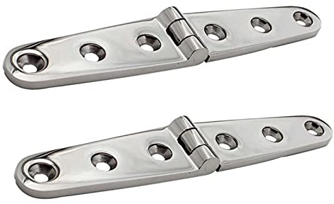 CharnièRe De Porte,CharnièRe Inox Charnière à sangle en acier inoxydable 2 pcs avec 6 trous 152mm miroir vernis marin de bateau marin matériel de portes coulantes