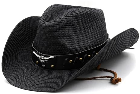 Panama - Cappello da sole da uomo, donna, cappello da cowboy western, pieghevole, cappello di paglia, ampio bordo, protezione solare, cappello Fedora estivo, per spiaggia, viaggi, vacanze, pesca