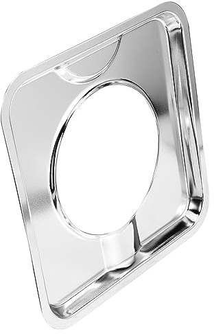 Lèchefrite de Brûleur Carrée 19cm Argenté pour Gazinière | Acier Plaqué Fer, Bord Non Relevé, Nettoyage Facile, Lot 1 Pièce, Usage sur Foyer Électrique
