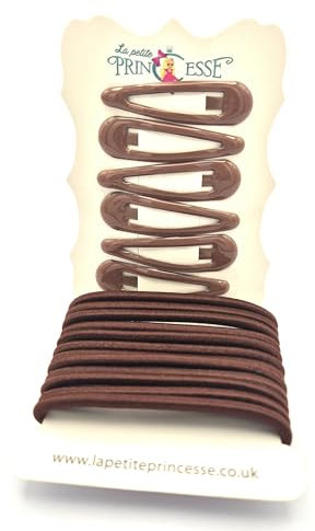 Lot de 20 accessoires pour cheveux pour filles - Élastiques à cheveux Bendies - 6 pinces à cheveux et 12 élastiques à cheveux (marron)