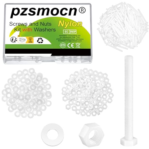 Pzsmocn 300 Pièces/100 Ensembles M3*30 mm en Plastique Nylon Blanc Hexagonales Externes Vis Écrou Combinaison Kit avec Rondelle Isolante, Taille Standard, pour Bricolage, Assemblage Électronique.