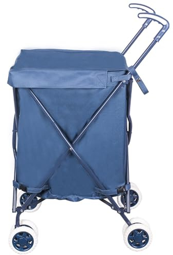 NISMIA Leichter Einkaufswagen mit Abnehmbarer, wasserdichter Oxford-Tasche, mit flexiblen Rädern und L-förmigem Griff, tragbare Tasche für einfache Montage,Blau,90 * 47 * 56cm