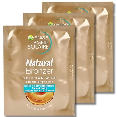 Ambre Solaire Natural Bronzer Self-Tan Wipes, Pack of 3 – Achieve a Natural, Sun-Kissed Glow with Effortless Application and Convenient, Easy-to-Use Tanning Wipes for a Streak-Free, Radiant Tan