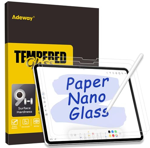 Adeway Protector de Pantalla iPad Air 13 (2024 M2, 6ª generación) – Escritura como en papel, alta respuesta táctil, antirreflejos, ultradelgado, fácil instalación, paquete de 2