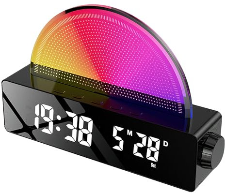 Réveil numérique, réveil lumineux avec fonction de charge USB, réveil lumineux, réveil intelligent, lumière d'ambiance, lampe de chevet, affichage LED coloré, lampe de table, boîte de détection de