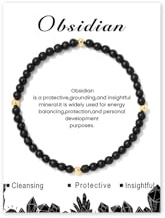 GoPaw 4mm Stretch Armband aus Echten Naturstein Perlen, Armband Heilsteine Damen, Edelstein Armbander Damen Perlenarmband Yoga Armbands für Fraun Mädchen Damen