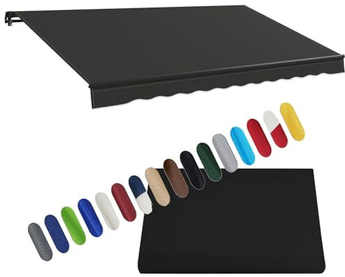 Toldo retráctil de poliéster para exteriores, lona de repuesto para patio, terraza, mercado, parasol negro, 13 x 6.5 pies