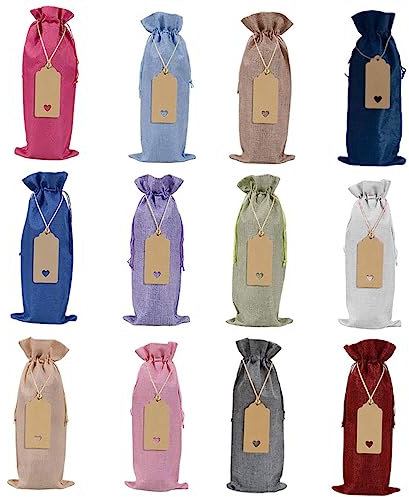 MOLUCKFU 12sätze Wiederverwendbare Flaschentaschen Für Weinflaschen Bunte Flaschenhüllen Mit Kordelzug Für Partys Hochzeiten Und Für Rotwein Und Champagner