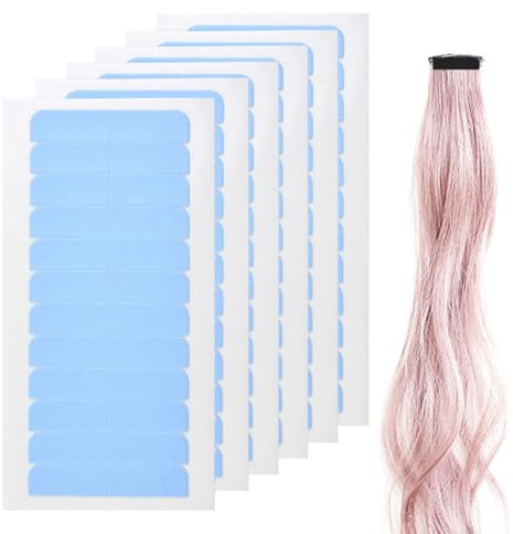 NOPKESV 72 pièces Bande Adhesive Extension de Cheveux,Ruban Adhésif Adhésive pour Les Extensions Tape-in Hair,Extension Adhesive,Colle Perruque,Bande Adhésive Double Face (Bleu)