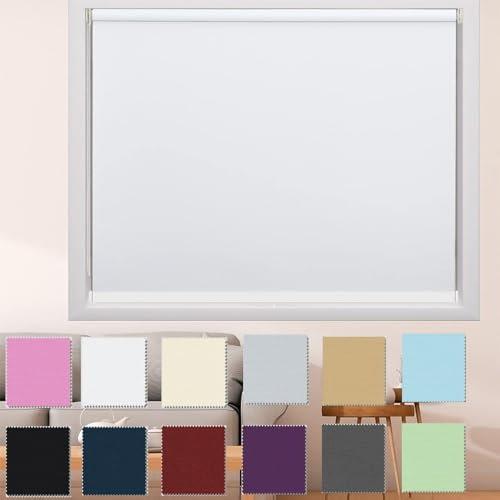 Rollo, 100 % verdunkelnd, wasserdicht, 40 x 180 cm, Tageslichtblockierung, zuschneidbar, innen und außen, Nischenmontage, weiße Farbe, Rollos für Zuhause und Büro