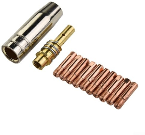 MB 15AK MIGMAG Schweißkontaktspitzen 12er Set mit Gasdüsenhalter für Rilon Jasic und andere Marken