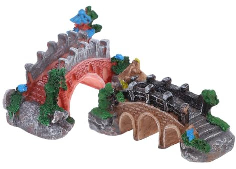 BESTonZON 2 Stück Retro Bridge Ornamente Deko Feengarten Zubehör Miniatur-brückenfigur Japanische Gartenbrücke Kleine Brücke Winzige Brücke Feengarten-brückenfiguren Miniatur-zubehör Harz
