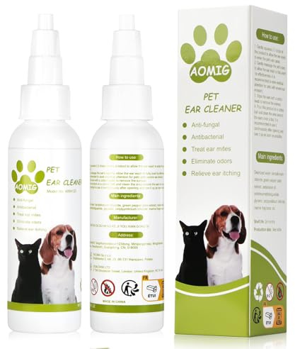 Aomig Örondroppar för hundar katter öronrengöring öroninflammationer klåda svampinfektion behandling av öronkvalster hund öronvax borttagare hund öronvax öronvax borttagare smuts luktborttagare (50 ml
