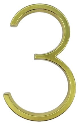 HESHUWEN House Numbers 125mm Golden Floating Modern House Number Satin Brass Door Home Address Numbers For House Digital Outdoor Sign Plates 5 In. #0-9 Front Door Numbers(3)
