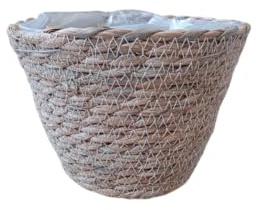 Macetero de Mimbre Hecho a Mano Ø12cm Ideal para Plantas Naturales o Artificiales en Interiores