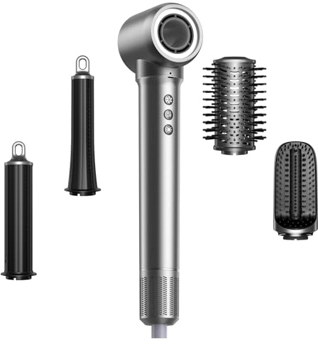 MANKIW Spazzola Asciugacapelli 5 in 1, Airstyler Multifunzione con Motore Brushless 110.000 RPM, Arricciacapelli Automatico 30/50mm con Effetto Aria Avvolgente, 500 Milioni di Ioni