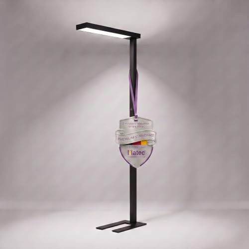 LiLaTec LED Stehleuchte Büro, blendfreie Stehlampe und Bürolampe für Schreibtisch-Arbeitsplätze nach DIN EN 12464-1, 50W 5600lm, 4000K Neutralweiß, UGR < 19, indirektes Licht zur Decke, schwarz