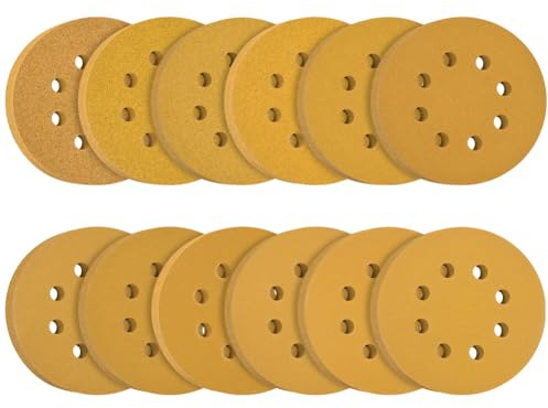 Flintronic 12 Pezzi Carta Vetrata, 125mm Disco Abrasiv A Grana 6/8/1/12/15/18/22/24/32/4/6/8, Levigatrice Per Muro, Orbitale E Legno, Rimuove Ruggine Legno, Metallo, Gomma, Cuoio
