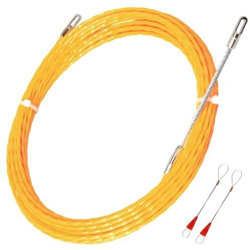 10 Metros Guía Pasacables Eléctrica 3mm Diámetro con 2 Muelles de Guía | 10 Metro 3mm Guía Pasacables Núcleo Trenzado con Revestimiento No Conductor para Tendido de Cables Comunicación Electricista