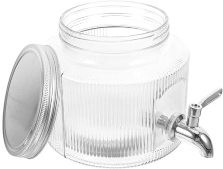 Dispensador de Jugo 2, 8l de Vidrio y Acero Inoxidable Grifo | Botella de Cristal Grifo, Contenedor de Agua Grifo, Uso en Cocina y Fiesta