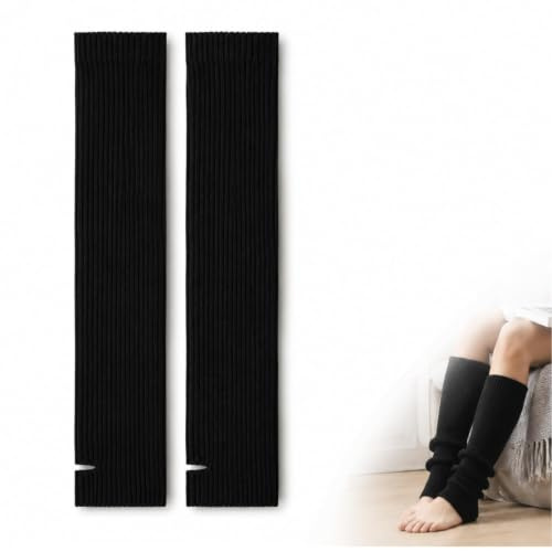 Kaelaxroy Guêtres Femme Tricotées Ouverture Talon 40 cm Jambières Chaudes Ballet Danse Yoga Leg Warmers Fille Accessoire Hiver Mollets