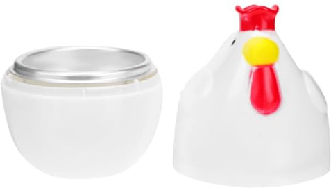 Operitacx Cuociuova Microonde a Forma di Gallina in Plastica Bianca, Sicuro e Sano, Contenitore per Uova Sode per Cucina Domestica e Cottura a Vapore
