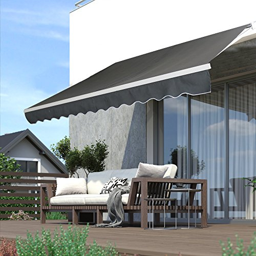 HENGMEI Tenda da sole in alluminio con morsetto (360 x 300 cm, grigio scuro)