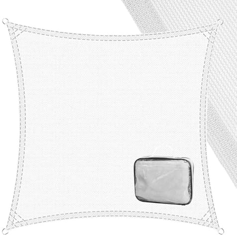 LOLAhome Toldo Vela de Sombra 3x3 m Cuadrado Blanco | Fibras Alta resistencia 200gr y m2 HDPE, Protección UV, Transpirable. Para Exteriores Jardin, Patio, Terraza