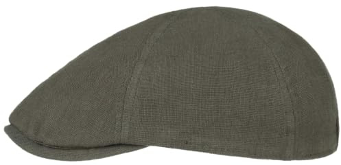 Lipodo Leinen Flatcap Herren Stretchband Beige Dunkelblau Schirmmütze Frühling Sommer Atmungsaktiv Oliv L (59-60 cm)