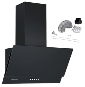 Cookology 60cm Angled Cooker Hood + Ducting Kit - 315 m³/h - Black