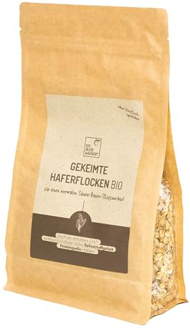 Gekeimte Haferflocken Bio, 500g von bleibwacker. Hoher Ballaststoffgehalt. Kontrolliert angekeimt und schonend getrocknet.