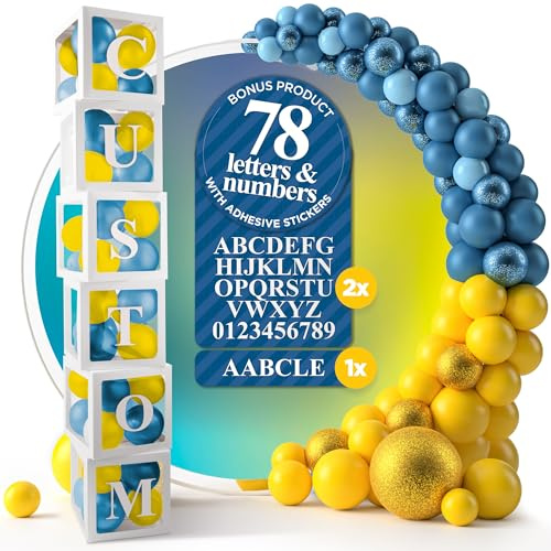 Balloon Boxes with Letters – 6 White Baby Shower Balloon Boxes, Baby Shower Boxes with Letters, Large Baby Blocks for Baby Shower, Baby Boy Boxes, Baby Box Letters, Gender Reveal & Party Decorations