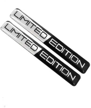 [Lot de 2] Hirondelle Bleue® Sticker autocollant Effet 3D Noir/Blanc 'Limited Edition' 10,6x1,4cm pour Voiture Moto Scooter, Marque française