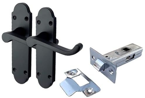 Haven Heritage ® Epsom Internal Quality Door Handles in Matt Black Inc Tubular Latch, Back Plate Size 170mm x 42mm. Sold as 1 x Pair