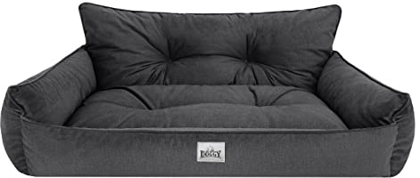 Bjird Hundebett - Hundekorb für kleine mittelgroße & große Hunde - Hundekissen - Hundesofa - EInfach zu reinigen - Joker Gesteppt - Größe: XL/XXL: 132 x 106 cm - Graphit Fancy