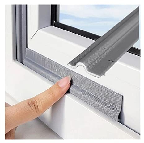 80IN Self Adhesive Window Gap Sealing Strip, Windproof Soundproof Weather Stripping Door Seal, PU Foam Sliding Door Bottom Seal Tape Guard Sealer Dust Stopper for Windows Doors Insulation (Gray)