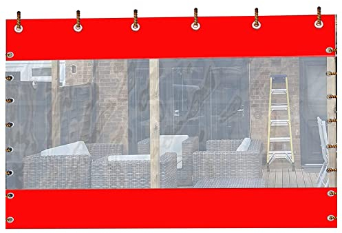 STRMAX Abdeckplane Holz,Transparenter Planenvorhang for Den Außenbereich, PVC, Strapazierfähige, wasserdichte Plane Mit Ösen, Pergola-Seitenvorhänge for Pergola, Veranda, Pavillon, Garten