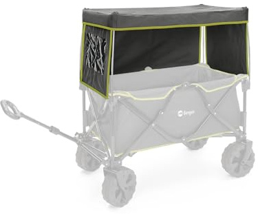 Berger Sonnendach für den Berger Bollerwagen, Dach Transportwagen │ Sonnensegel mit Gestänge und Seitenwänden zum Schutz gegen Regen & Sonne│ für Camping oder Kindertransport bei Wind & Wetter, grau