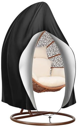 Emwel 190x115cm Hanging Chair Cover with Zipper - Heavy Duty Egg Swing Cocoon Chair Cover,Outdoor Waterproof Windproof Durable Heavy Duty Garden Furniture Protector